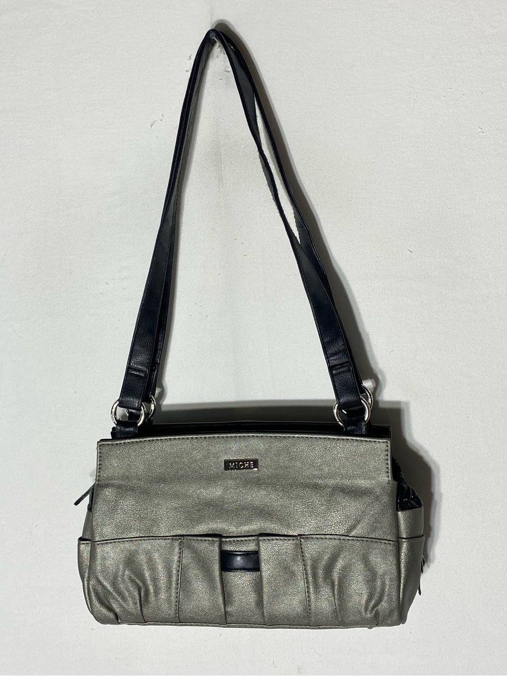 Miche Retired Hayley Classic Full Set Shimmer Pewter Silver Purse W Base Bag